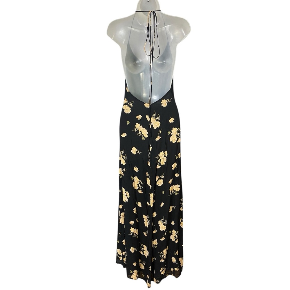 Reformation Black Silk Floral Maxi Dress Women's XS - Picture 3 of 7